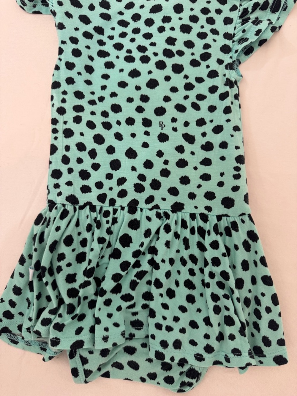 Posh Peanut Mint Green and Black Spot Infant Romper - Picture 5 of 5